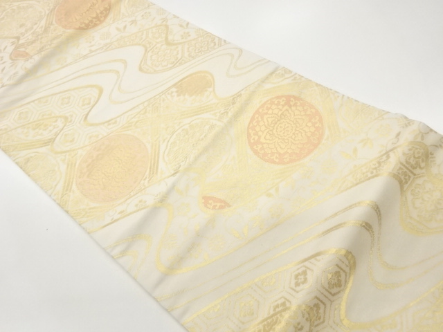 JAPANESE NAGOYA OBI / WOVEN FLOWER CREST